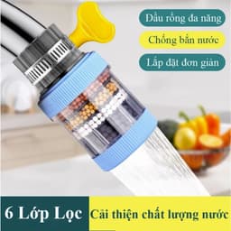 Đầu vòi lọc nước 6 lớp Đầu lọc nước gắn trực tiếp tại vòi xoay 360 linh hoạt lọc sạch clo cặn bẩn tạp chất 7