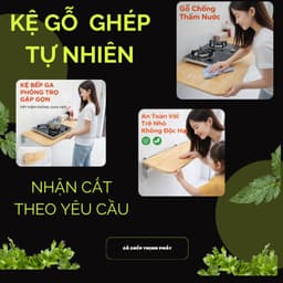 Kệ Gỗ Ghép Cao Su Chống Nước –Mặt Gỗ Dày Bo Góc An Toàn –Kệ Gia Vị, Kệ Sách, Kệ Trang Trí Treo Tường 1