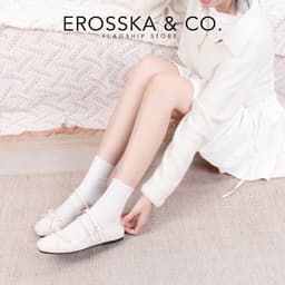 Erosska - Giày búp bê chấm bi kiểu dáng balletcore hottrend màu đen chấm bi - EL086 3
