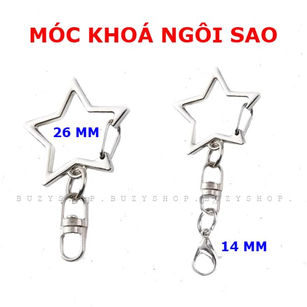 Set 5/10c Móc Khóa Treo Hình Tròn Kèm Dây Xích Kim Loại - Phụ Kiện Làm Đồ DIY, Trang Trí Balo, Chìa Khóa, Túi Xách