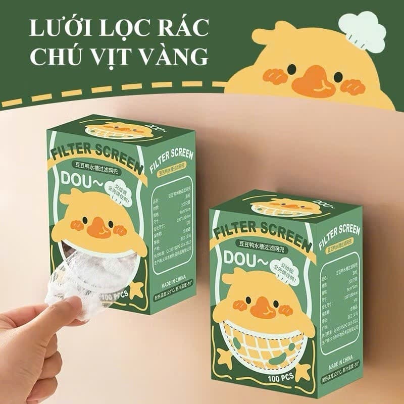 Combo 100 Túi lưới lọc rác bồn rửa chén bát  thông minh chống tắc nghẽn, có chun, tích hợp giá treo tường tiện lợi