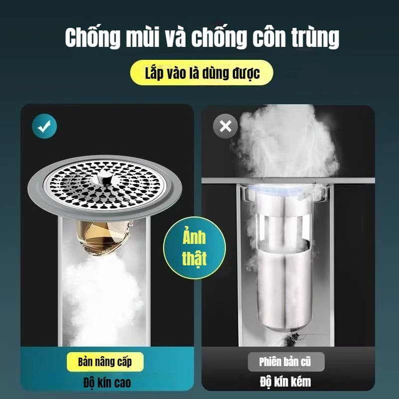 Nắp Thoát Nước Sàn Chống Mùi Hôi Chống Côn Trùng Thoát Nước Nhanh Chất Liệu Inox Bền Đẹp Dễ Lắp Đặt