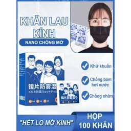 Hộp 100 Khăn lau kính Nano, khăn giấy chống bám hơi nước, chống mờ sương, mồ hôi, chống nhờn 1