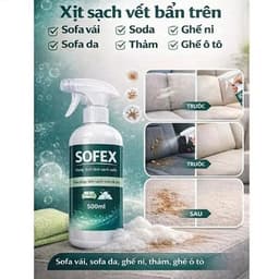 Xịt Làm Sạch Sofa, Thảm, Nội Thất Ô Tô SOFEX 650ml – Tẩy Vết Bẩn, Khử Mùi, Dùng Cho Ghế Nệm Thảm 3