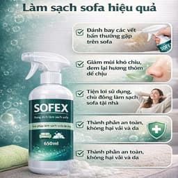 Xịt Làm Sạch Sofa, Thảm, Nội Thất Ô Tô SOFEX 650ml – Tẩy Vết Bẩn, Khử Mùi, Dùng Cho Ghế Nệm Thảm 6