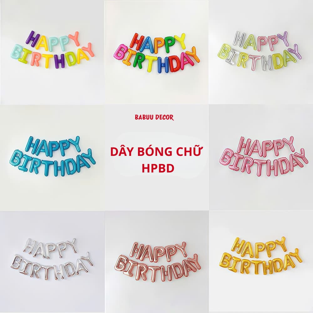 Bóng chữ Happy Birthday trang trí sinh nhật