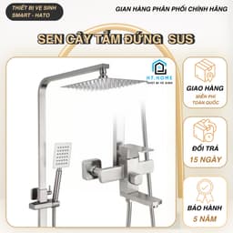 Sen Cây Tắm Đứng HATO Inox SUS 304 Mờ, Vòi Sen Cây Vuông Nóng Lạnh, 3 Chế Độ Xả Nước, Chống Han Gỉ, Chống Bám Cặn Canxi 1