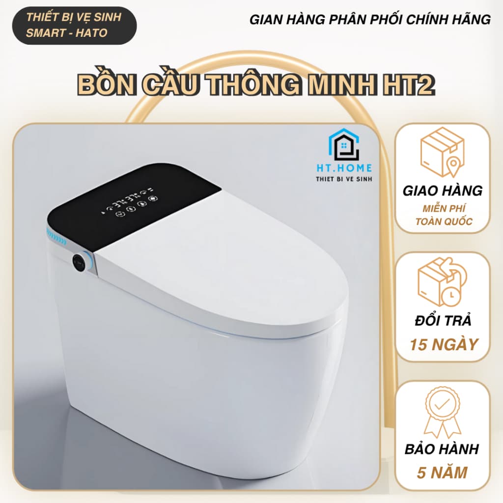 Bồn Cầu Thông Minh HATO HT2 , Có Két Nước Ẩn , Chống bắn , Xịt Sấy Tự Động , Sưởi Nhiệt Thành Bệt ,Cảm Ứng, Điều Khiển