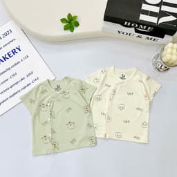 Combo 3-5 Áo Sơ Sinh Cộc Tay Mazakids Khuy Bấm, Chất Vải Petit Mềm Mỏng Mát Cho Bé Sơ Sinh 8