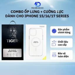 Combo Ốp lưng Tiger Magnetic trong suốt + Cường lực Tiger (chống nhìn trộm) dành cho iPhone 15 / 16 / 17 series 1