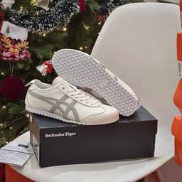 Giày sneaker cổ thấp sọc xám da lộn dành cho nam nữ full tag box 1