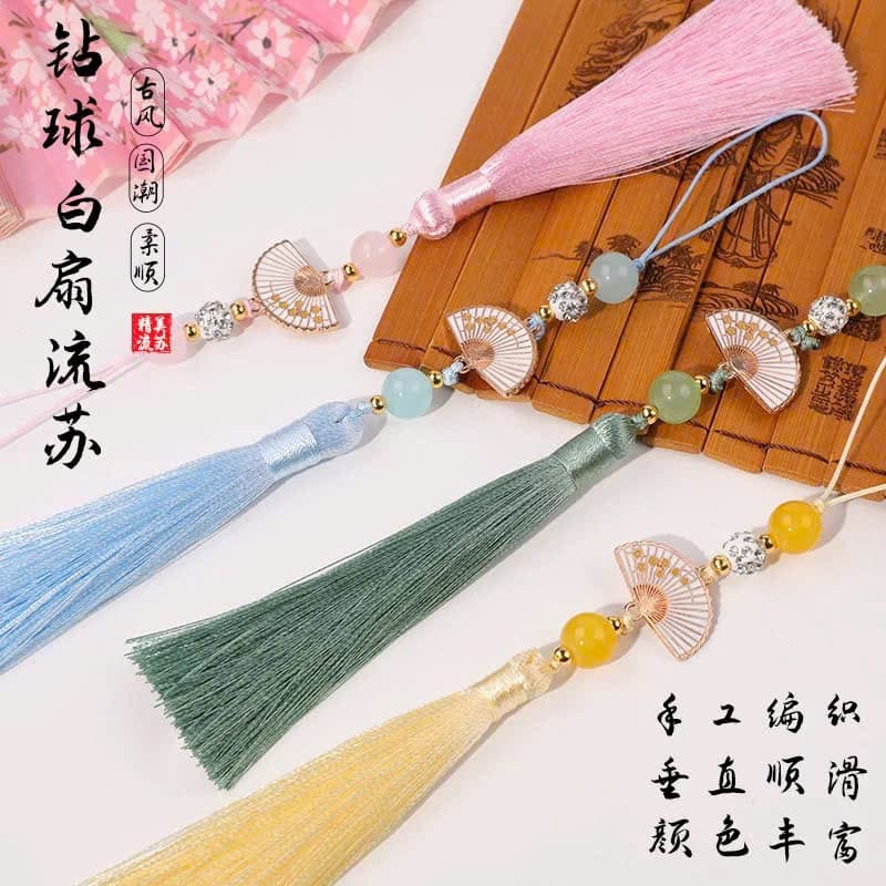 Tua Rua Bạch Phiến Gắn Quạt Cổ Trang - Phụ Kiện Treo Quạt Xếp, Quạt Tròn Họa Tiết Quạt Nhỏ Mini Cao Cấp
