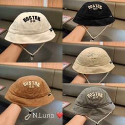 Mũ Bucket Bé Trai Gái Mũ Chống Nắng Rộng Vành Cho Bé 1-6 Tuổi Mũ Tai Bèo Trẻ Em Thêu Chữ Boston Có Dây Cài Chống Bay 1