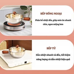 Nồi inox tay gỗ kèm nắp size 17cm, phù hợp nấu ăn, decor, tiện lợi, nhanh gọn cho mỗi gia đình, thiết kế sang trọng 4