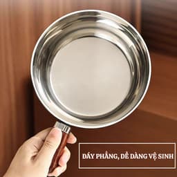 Nồi inox tay gỗ kèm nắp size 17cm, phù hợp nấu ăn, decor, tiện lợi, nhanh gọn cho mỗi gia đình, thiết kế sang trọng 2