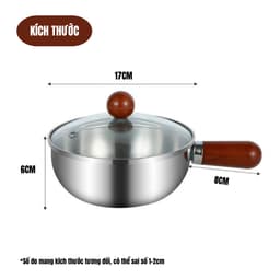 Nồi inox tay gỗ kèm nắp size 17cm, phù hợp nấu ăn, decor, tiện lợi, nhanh gọn cho mỗi gia đình, thiết kế sang trọng 6