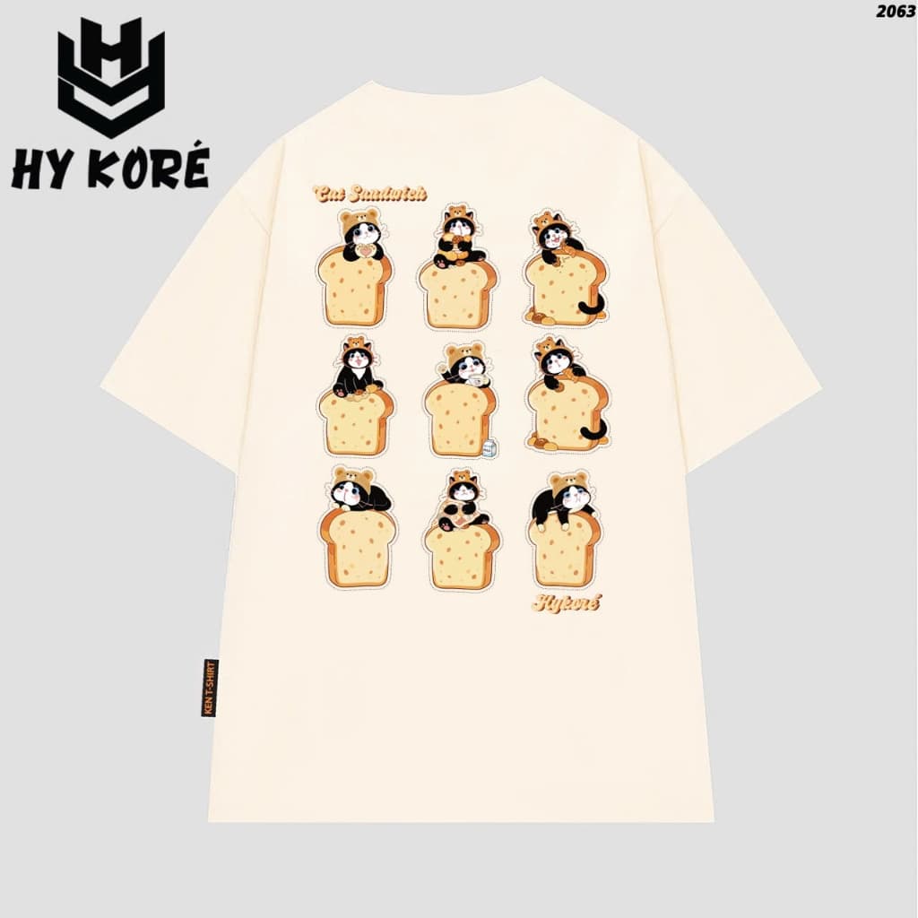 Áo Thun HY KORÉ Cat Sandwich 2063 Form Rộng Localbrand Oversize Unisex Vải Cotton 75% Nam Nữ Mặc Đẹp
