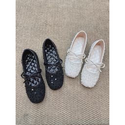 Giày búp bê nữ kim tuyến dây ngang nơ chun GB58 2