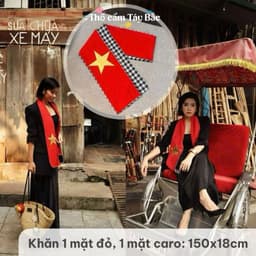 [ 2/9 ] Khăn Rằn Nam Bộ Cờ Đỏ Sao Vàng Thêu Ngôi Sao Quàng Cổ Du Lịch Biểu Diễn Văn Nghệ Vải Mềm Mịn Phụ Kiện Yêu Nước 4