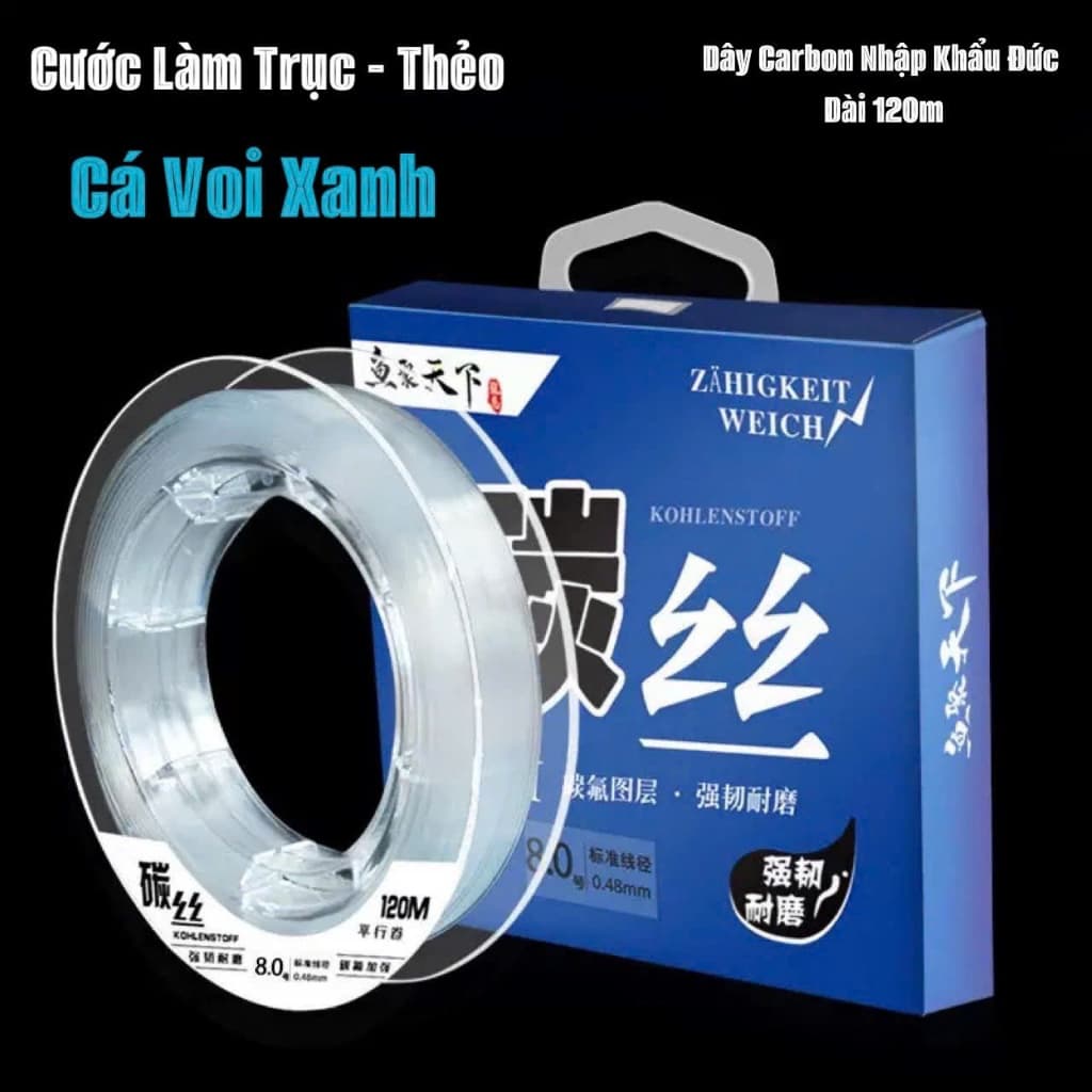 Cước Câu Cá Làm Trục Hoặc Thẻo NYLON Cá Voi Xanh độ dài 120m siêu cường lực tốt