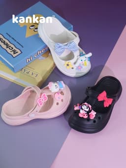 Dép Sục Cho Bé Gái Kuromi KanKanStore Giày Sục Trẻ Em Melody Cinamol Kitty Gấu Dâu 4 5 6 7 8 9 10 Tuổi KA37 8