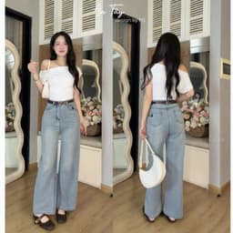 Quần Jean Nữ Ống Suông Thêu Thỏ Cạp Cao, Quần Bò Nữ Suông Rộng 2 Độ Dài 95cm & 102cm Hack Dáng Cực Xinh #8468 8469 8470 6