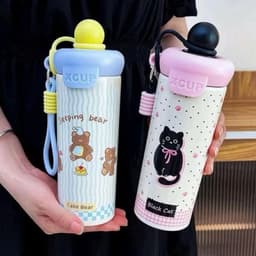 [ HÀNG LOẠI 1 ] Bình giữ nhiệt cao cấp 600ml inox 316 họa tiết gấu mèo dễ thương, chống rò rỉ, tiện lợi mang đi. 2