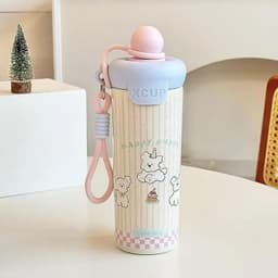 [ HÀNG LOẠI 1 ] Bình giữ nhiệt cao cấp 600ml inox 316 họa tiết gấu mèo dễ thương, chống rò rỉ, tiện lợi mang đi. 8