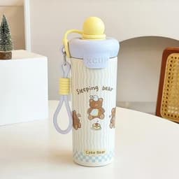 [ HÀNG LOẠI 1 ] Bình giữ nhiệt cao cấp 600ml inox 316 họa tiết gấu mèo dễ thương, chống rò rỉ, tiện lợi mang đi. 7