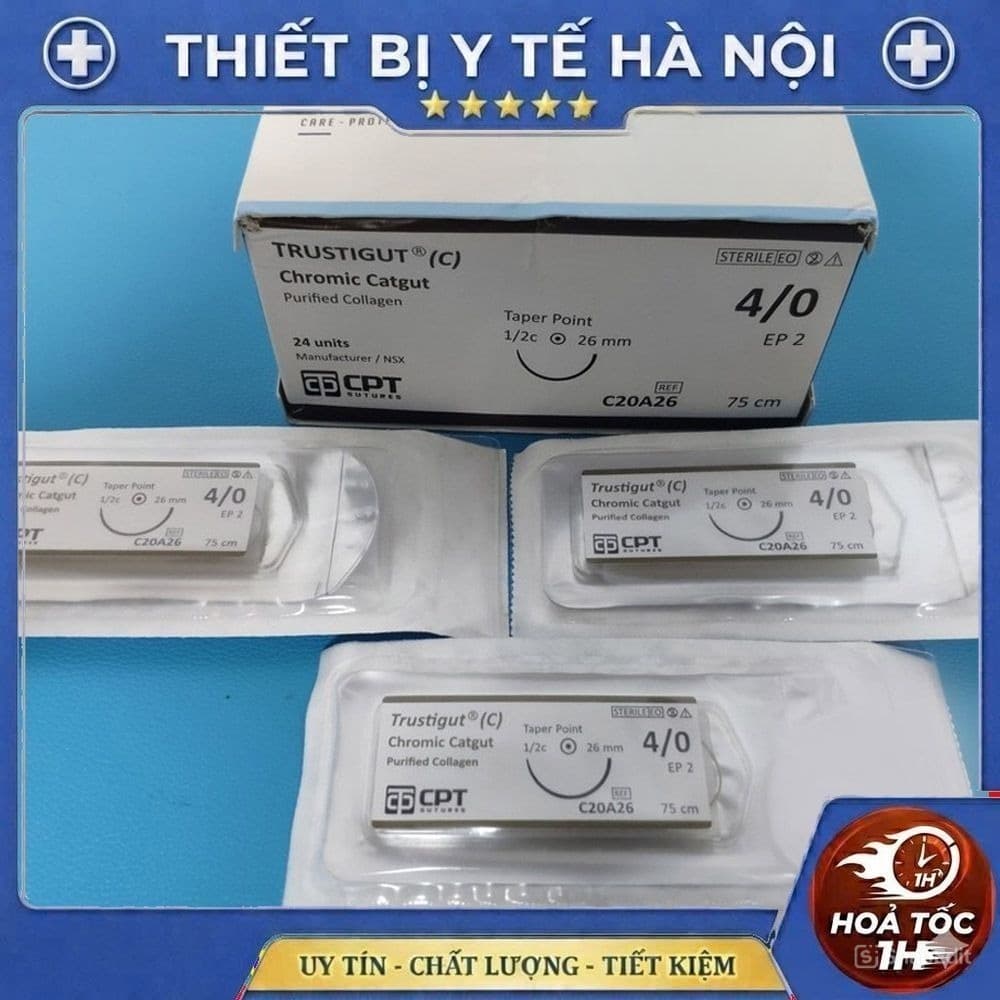 [Lẻ 1 sợi ] Chỉ Tự Tiêu CPT TRUSTIGUT C 4/0 5/0 6/0 - Chỉ Phẫu Thuật Và Dùng Cho Cấy Chỉ Tự Tiêu Sau 2-3 Tuần