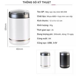 Máy Cạo Râu Mini Sạc Pin 3 Lưỡi – Máy Cạo Râu Cầm Tay Nhỏ Gọn Chống Nước, Sạc USB Tiện Lợi 3