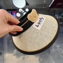 Mũ Cói Nửa Đầu Cho Bé Gấp Gọn Hình Gấu Nón Che Nắng Trẻ Em Thoáng Mát Dễ Thương 2