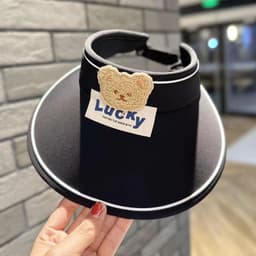 Mũ Cói Nửa Đầu Cho Bé Gấp Gọn Hình Gấu Nón Che Nắng Trẻ Em Thoáng Mát Dễ Thương 5