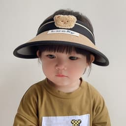 Mũ Cói Nửa Đầu Cho Bé Gấp Gọn Hình Gấu Nón Che Nắng Trẻ Em Thoáng Mát Dễ Thương 1