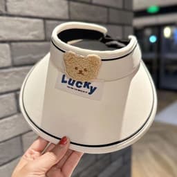 Mũ Cói Nửa Đầu Cho Bé Gấp Gọn Hình Gấu Nón Che Nắng Trẻ Em Thoáng Mát Dễ Thương 9