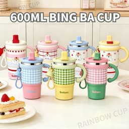 Ly Giữ Nhiệt 600ml Có Ống Hút Cốc Cách Nhiệt Inox 316 Giữ Nóng Lạnh 6-12H Tiện Lợi 1