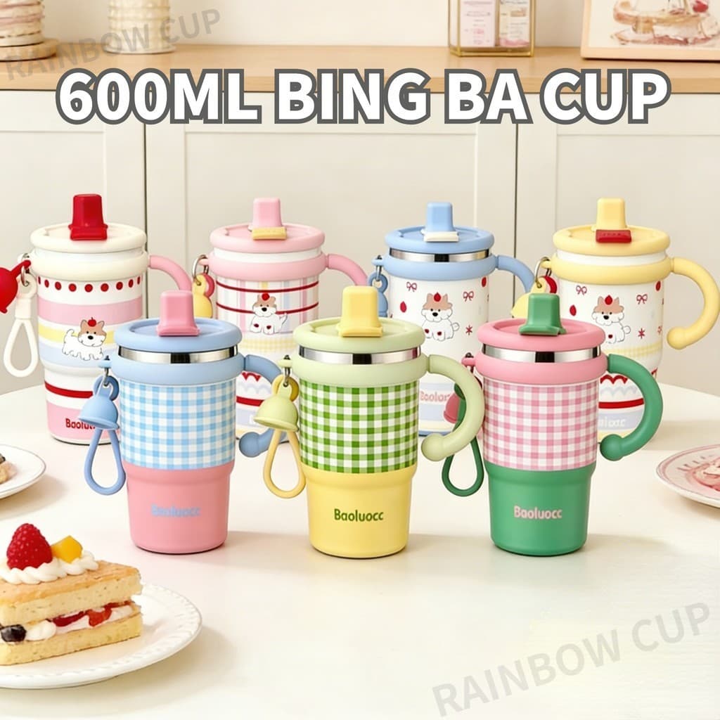 Ly Giữ Nhiệt 600ml Có Ống Hút Cốc Cách Nhiệt Inox 316 Giữ Nóng Lạnh 6-12H Tiện Lợi