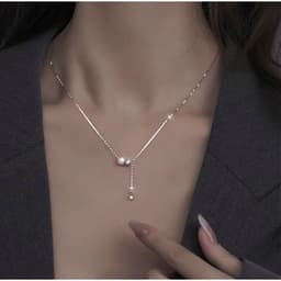 Dây chuyền bạc S925 kiểu thả chữ Y thanh lịch phong cách Hàn Quốc | Ocean Charm 4