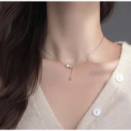 Dây chuyền bạc S925 kiểu thả chữ Y thanh lịch phong cách Hàn Quốc | Ocean Charm 9
