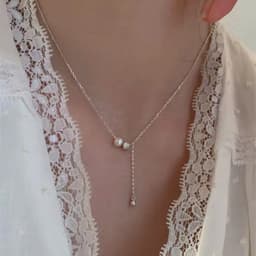 Dây chuyền bạc S925 kiểu thả chữ Y thanh lịch phong cách Hàn Quốc | Ocean Charm 6