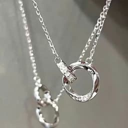 Dây chuyền nữ nhẫn đôi đính đá thanh lịch, phong cách Hàn Quốc | Ocean Charm 8