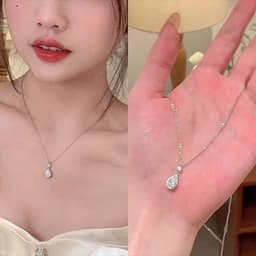 Dây chuyền nữ giọt nước đính đá hợp kim thanh mảnh thời trang Hàn Quốc | Ocean Charm 7