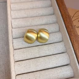 Khuyên Tai/Hoa Tai Nữ Khối Tròn Nhám Mờ Mạ Vàng Tối Giản - Quà Tặng Vibe Ocean Charm, Retro, Tinh Tế Nhẹ Nhàng 5