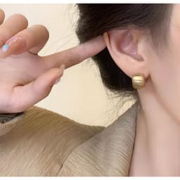 Khuyên Tai/Hoa Tai Nữ Khối Tròn Nhám Mờ Mạ Vàng Tối Giản - Quà Tặng Vibe Ocean Charm, Retro, Tinh Tế Nhẹ Nhàng 3