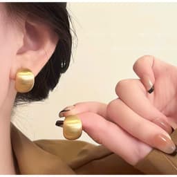 Khuyên Tai/Hoa Tai Nữ Khối Tròn Nhám Mờ Mạ Vàng Tối Giản - Quà Tặng Vibe Ocean Charm, Retro, Tinh Tế Nhẹ Nhàng 4