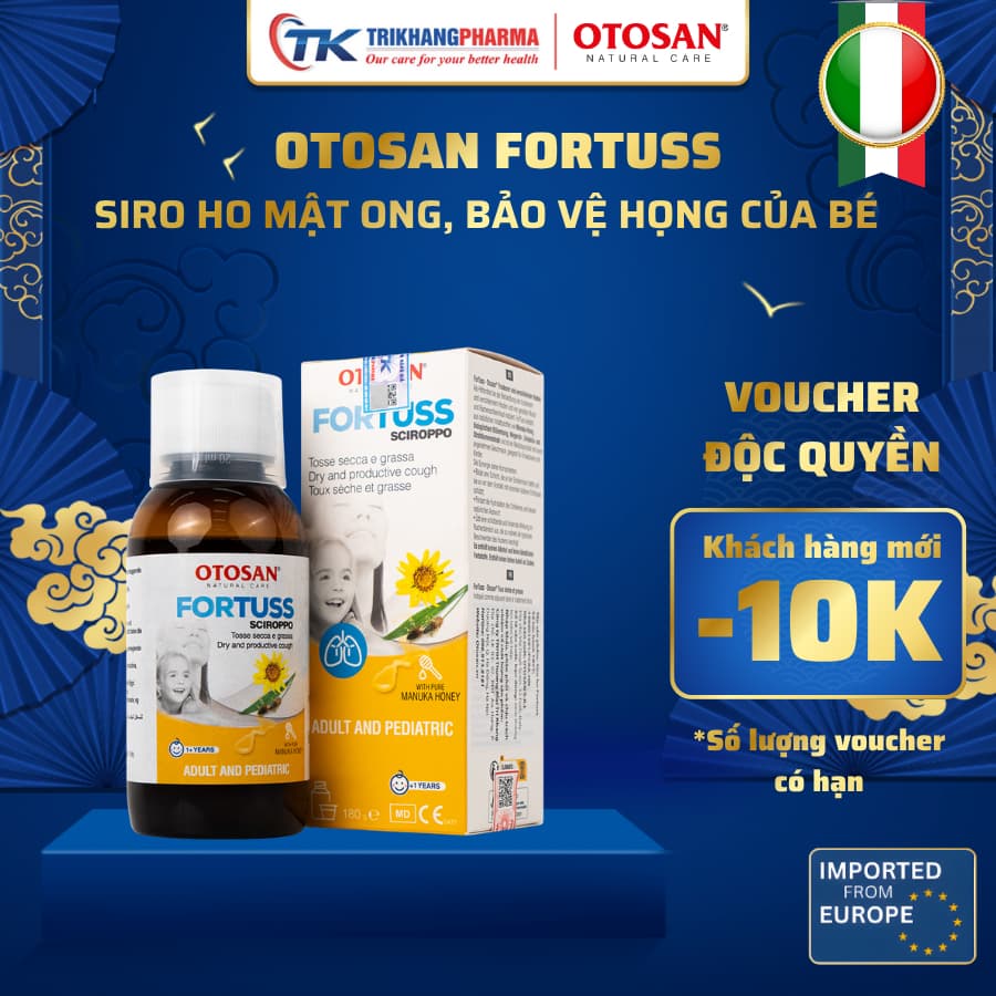 Siro Ho Cho Bé Otosan Fortuss Vị Mật Ong Ngọt Giảm Ho Khan Đau Rát Khàn Tiếng Tan Đờm Chai 180g