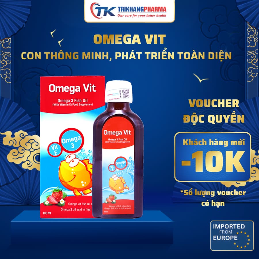 Dầu cá OMEGA VIT - Omega 3 Fish Oil Bổ Sung DHA, EPA Hàm Lượng Cao, Bổ Não, Sáng Mắt Thông Minh Chai 100ml