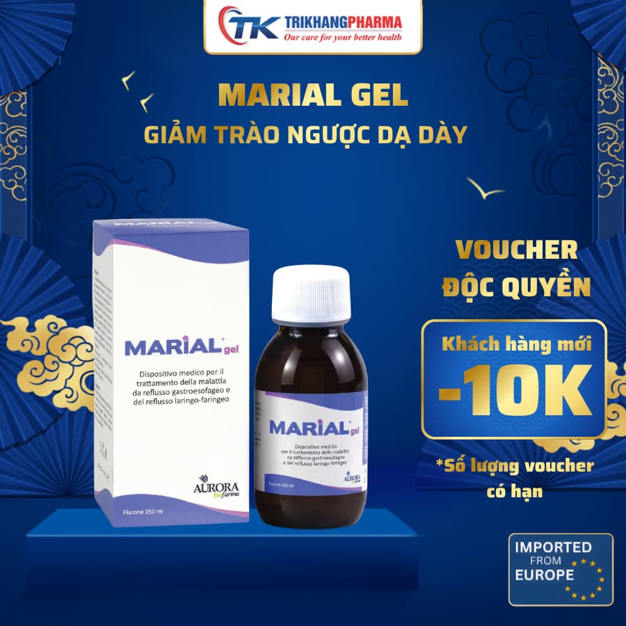 Marial Gel giảm trào ngược dạ dày bảo vệ phục hồi niêm mạc dạ dày thực quản giảm ợ chai 150ml