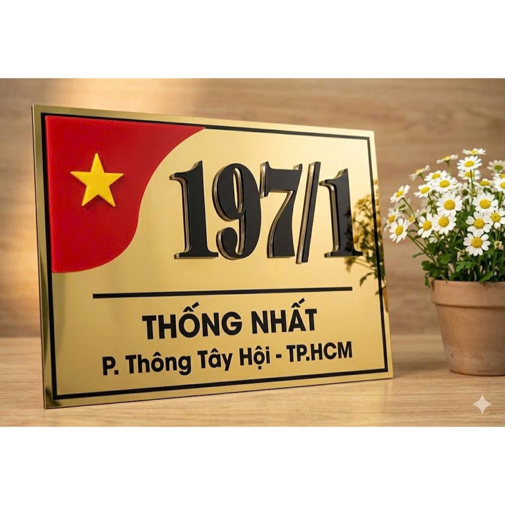 Biển Số Nhà Alu Vàng Gương/Đen Mờ chữ số Nổi 3D Cao Cấp - Thiết Kế Theo Yêu Cầu Chống Nắng Mưa,Độ Bền Cao,Đẹp Sang Trọng