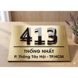 Biển Số Nhà Alu Vàng Gương/Đen Mờ chữ số Nổi 3D Cao Cấp - Thiết Kế Theo Yêu Cầu Chống Nắng Mưa,Độ Bền Cao,Đẹp Sang Trọng 8